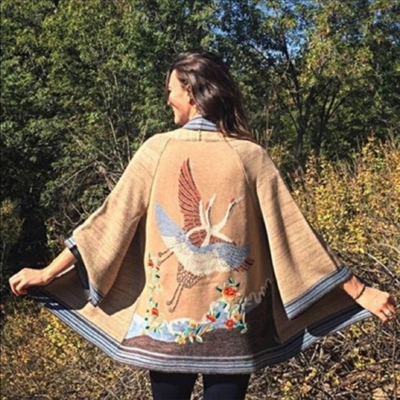 Nwot Anthropologie Hwr Crane Kimono 